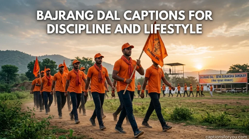 Bajrang Dal captions for discipline and lifestyle
