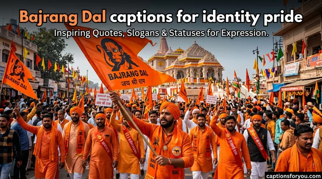Bajrang Dal captions for identity pride