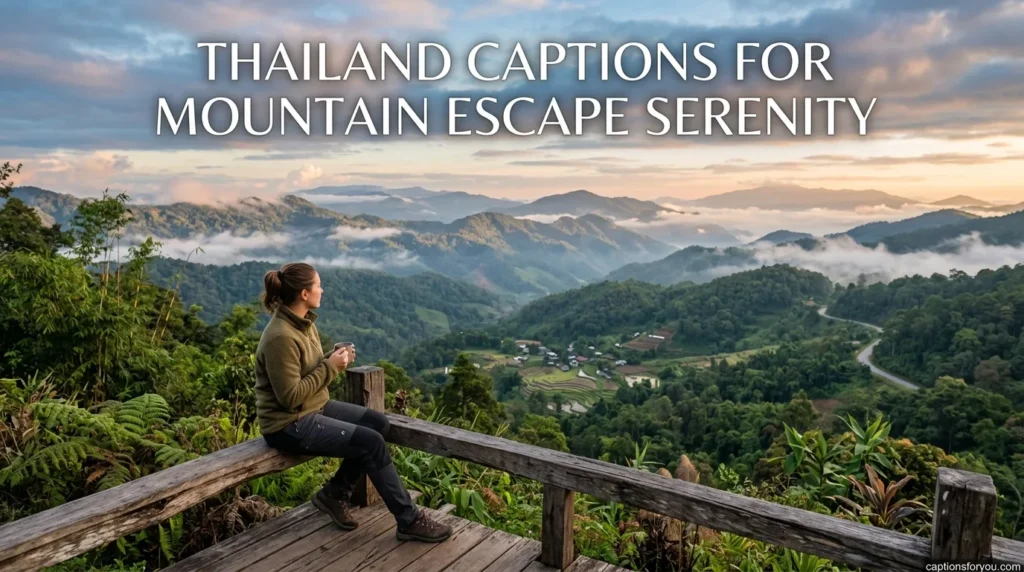 Thailand captions for mountain escape serenity