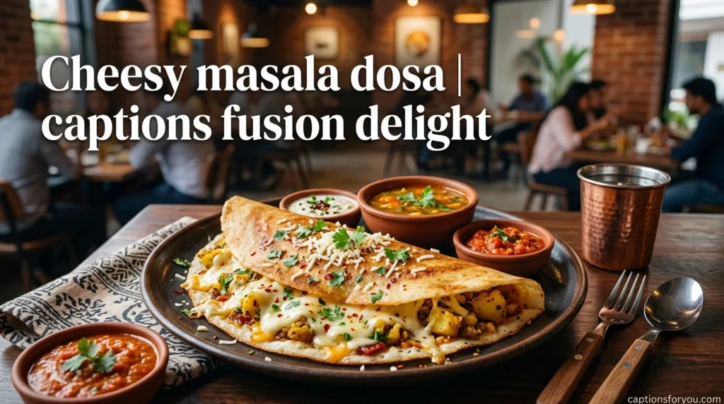 Cheesy masala dosa captions fusion delight
