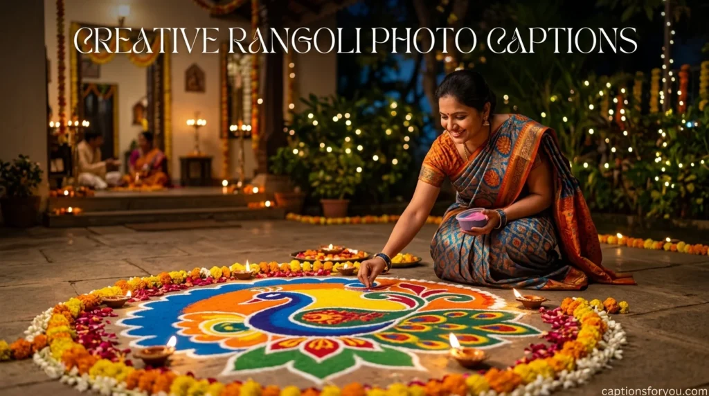Creative rangoli photo captions