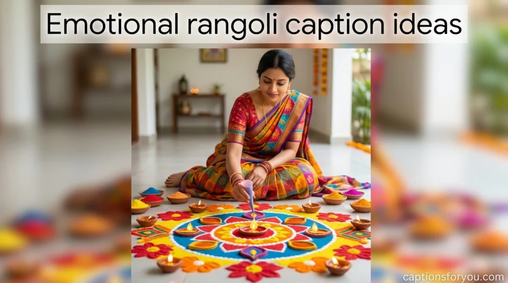 Emotional rangoli caption ideas