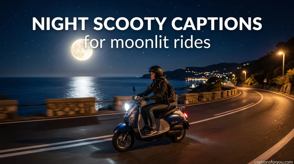 Night scooty captions for moonlit rides