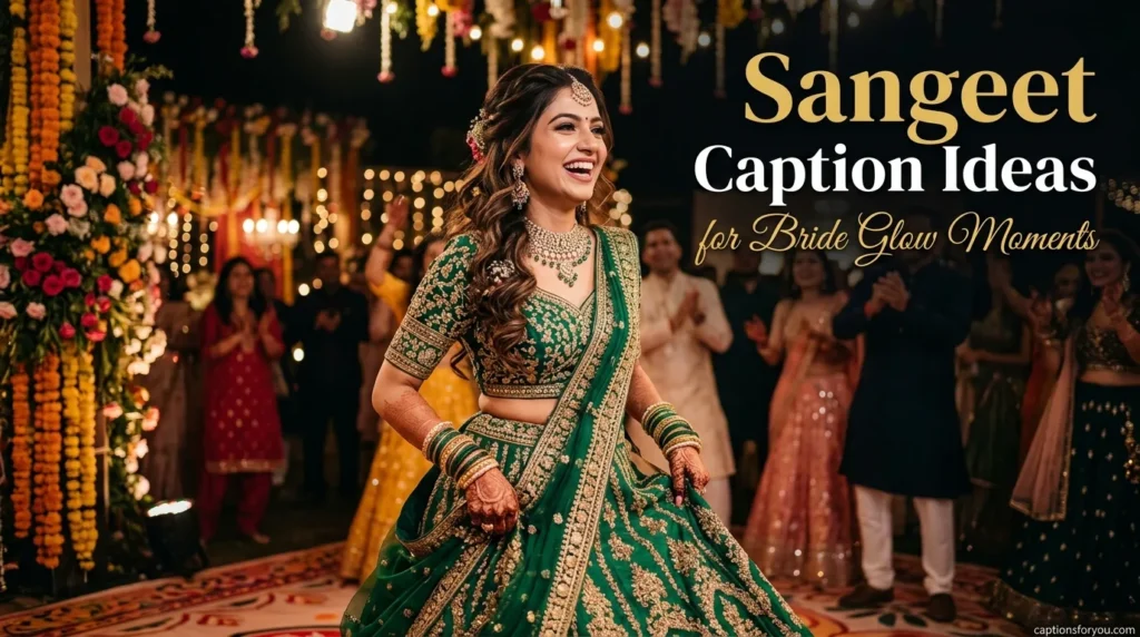 Sangeet Caption Ideas for Bride Glow Moments