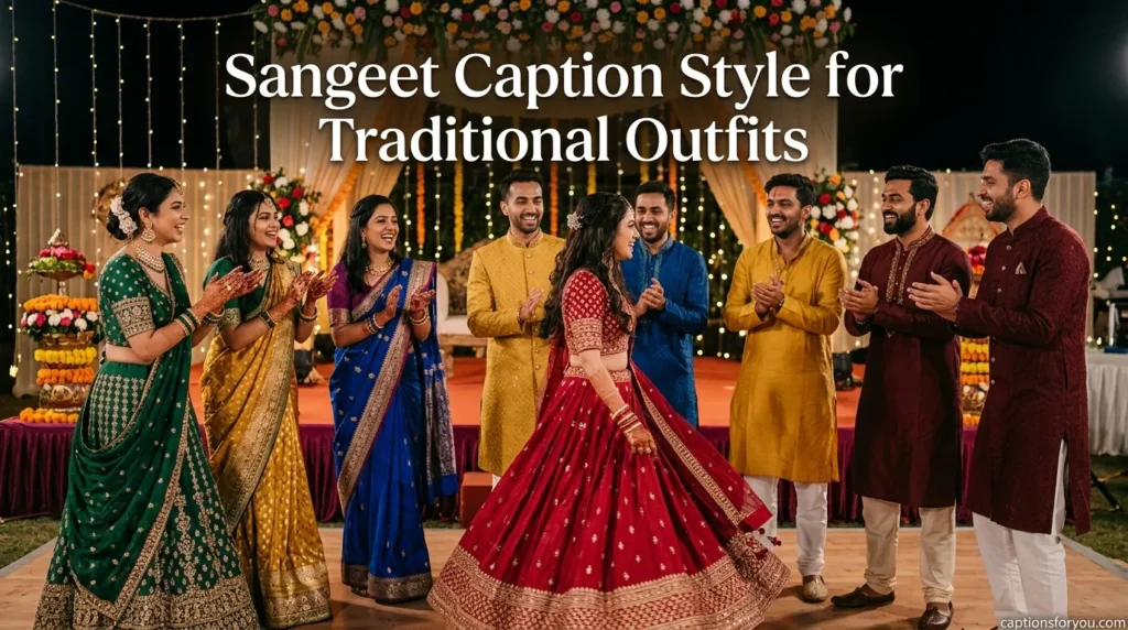 Sangeet Caption Style for Traditional Outfits
