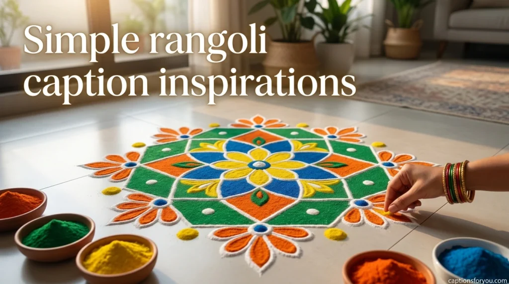 Simple rangoli caption inspirations