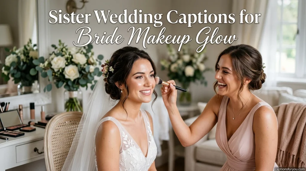 Sister Wedding Captions for Bride Makeup Glow