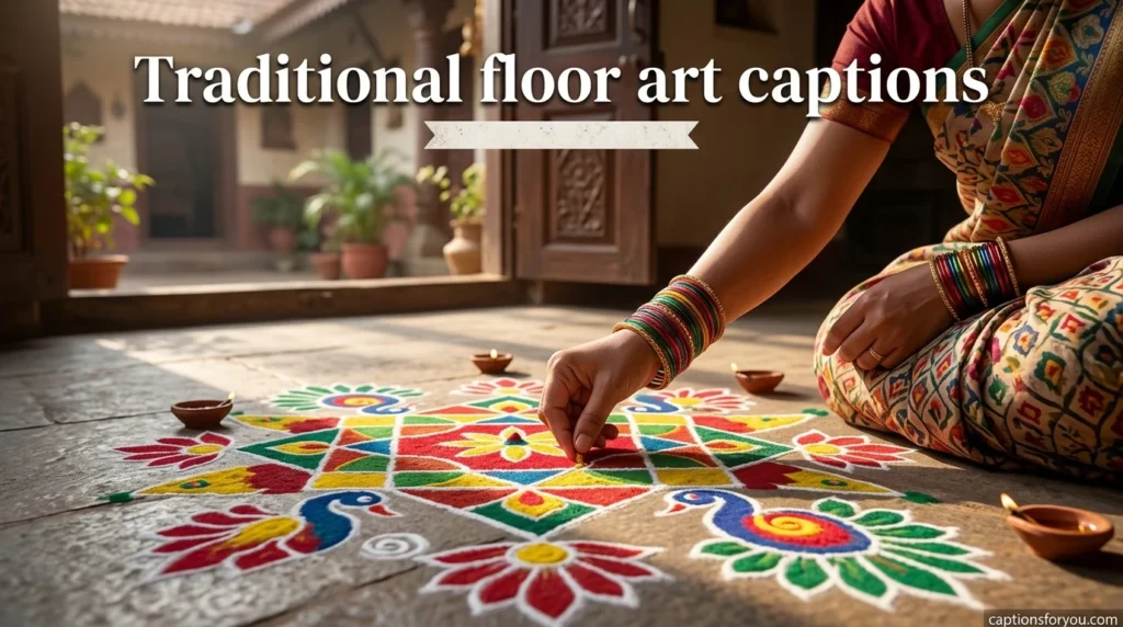 Traditional floor art captions